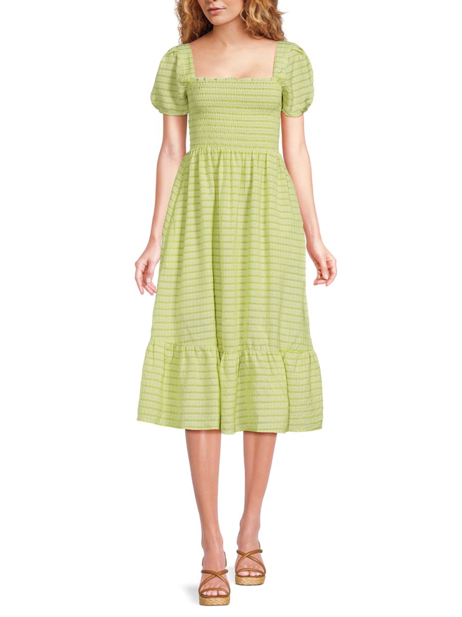 Платье-миди Ranas в полоску с рукавами-фонариками o.p.t, цвет Lime Green 
Платье-миди Ranas в полоску с рукавами-фонариками o.p.t, цвет Lime Green