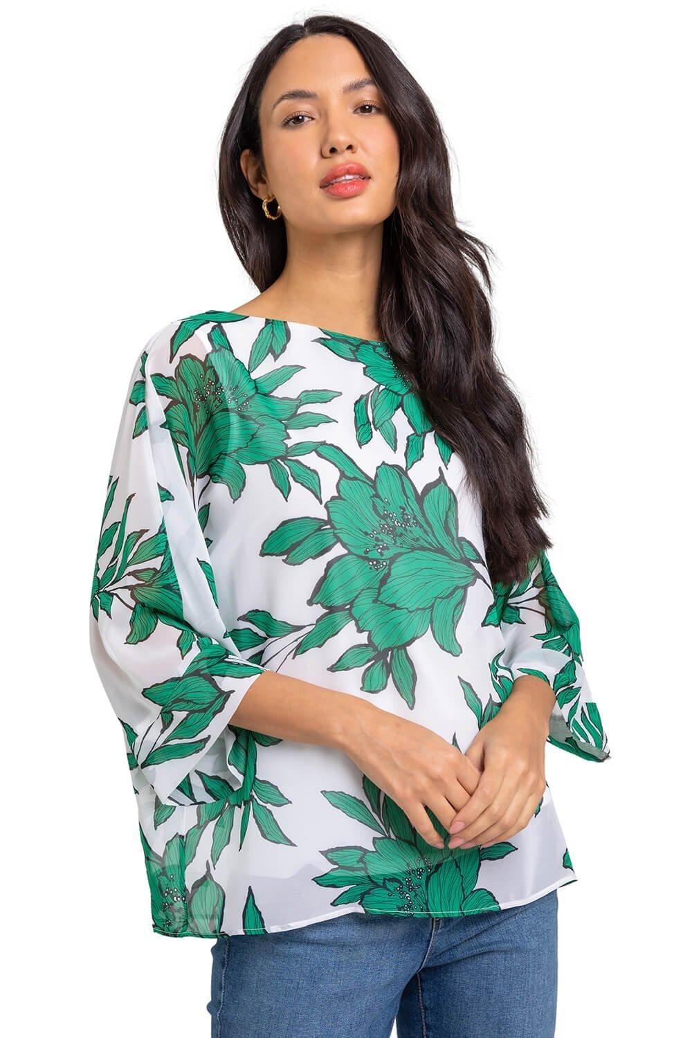 Шифоновый топ с цветочным принтом Roman, зеленый
Шифоновый топ с цветочным принтом Roman, зеленый