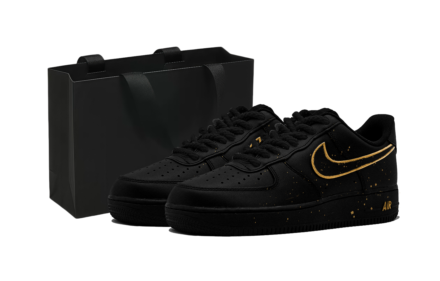 Nike Air Force 1 Black Warrior, минималистичные, черные с золотым крылом, устойчивые к истиранию, низкие кроссовки для скейтбординга Unisex
Nike Air Force 1 Black Warrior, минималистичные, черные с золотым крылом, устойчивые к истиранию, низкие кроссовки для скейтбординга Unisex
