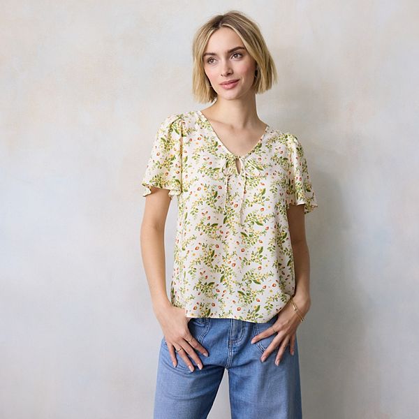 Женский топ с запахом и рукавами-крылышками Lc Lauren Conrad, Cream Fresa Blooms
Женский топ с запахом и рукавами-крылышками Lc Lauren Conrad, Cream Fresa Blooms