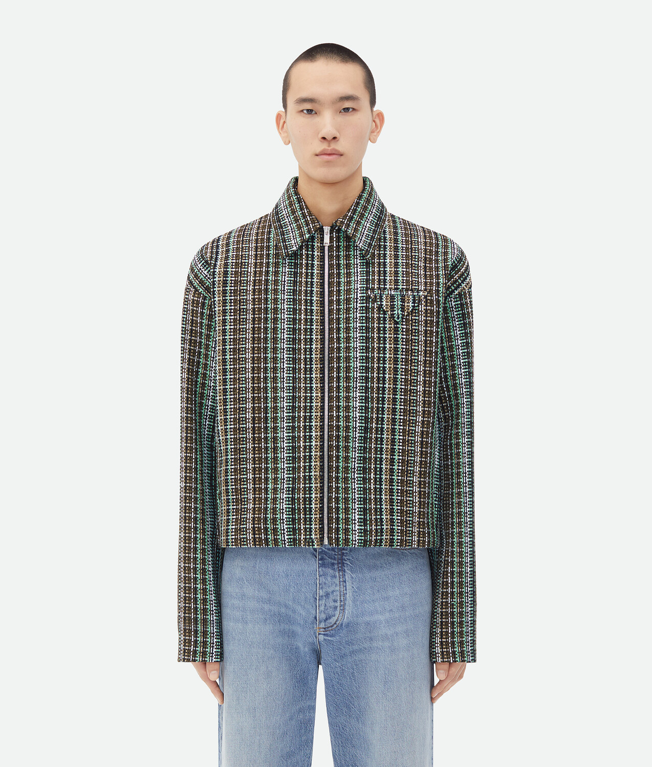 Пиджак из хлопковой ткани в клетку Bottega Veneta, коричневый/мятный/черный
Пиджак из хлопковой ткани в клетку Bottega Veneta, коричневый/мятный/черный