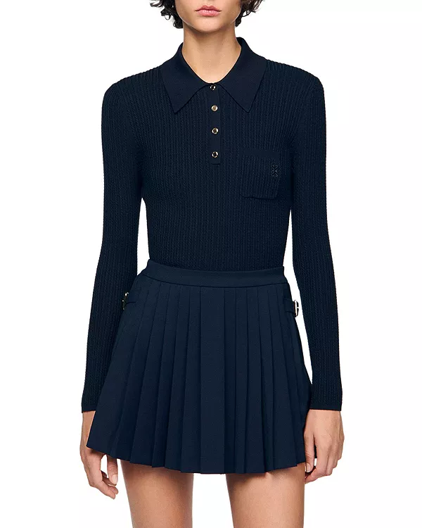 Свитер-Поло крупной вязки Sandro, синий
Свитер-Поло крупной вязки Sandro, синий