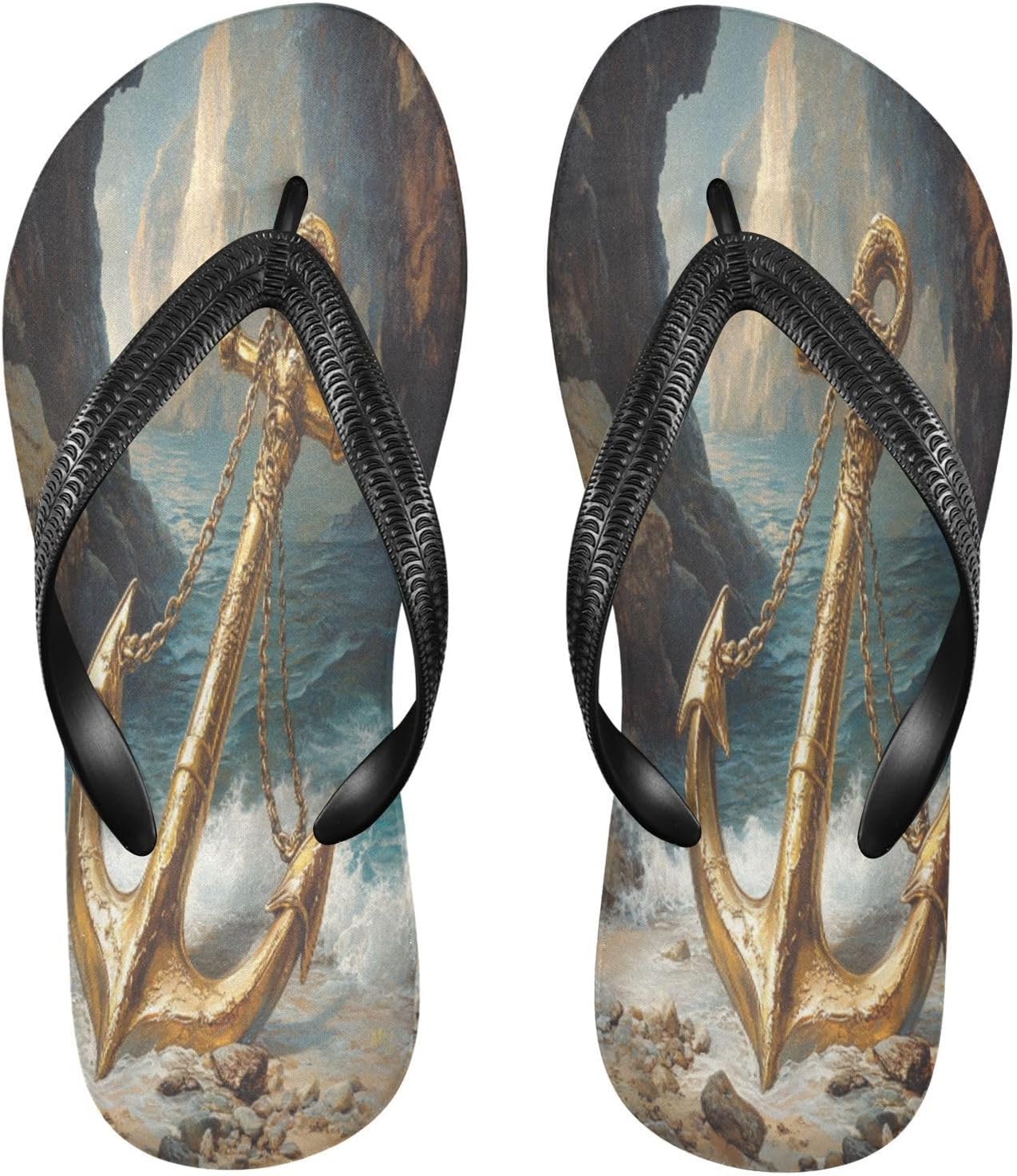 Женские и мужские пляжные шлепанцы с золотым якорем, резиновые нескользящие летние тапочки, сандалии для душа и пляжа Sinestour
Женские и мужские пляжные шлепанцы с золотым якорем, резиновые нескользящие летние тапочки, сандалии для душа и пляжа Sinestour