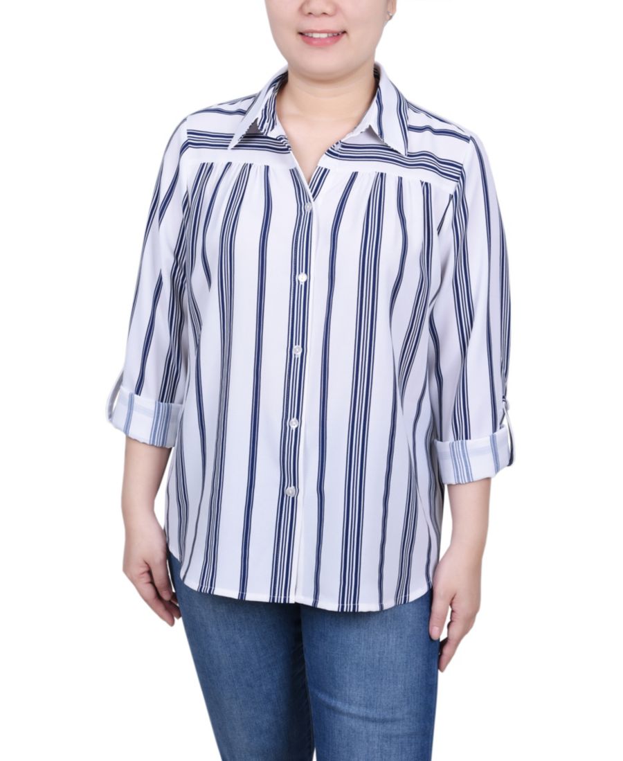 Женская блузка с длинными рукавами и отворотами NY Collection, White Navy Stripe
Женская блузка с длинными рукавами и отворотами NY Collection, White Navy Stripe