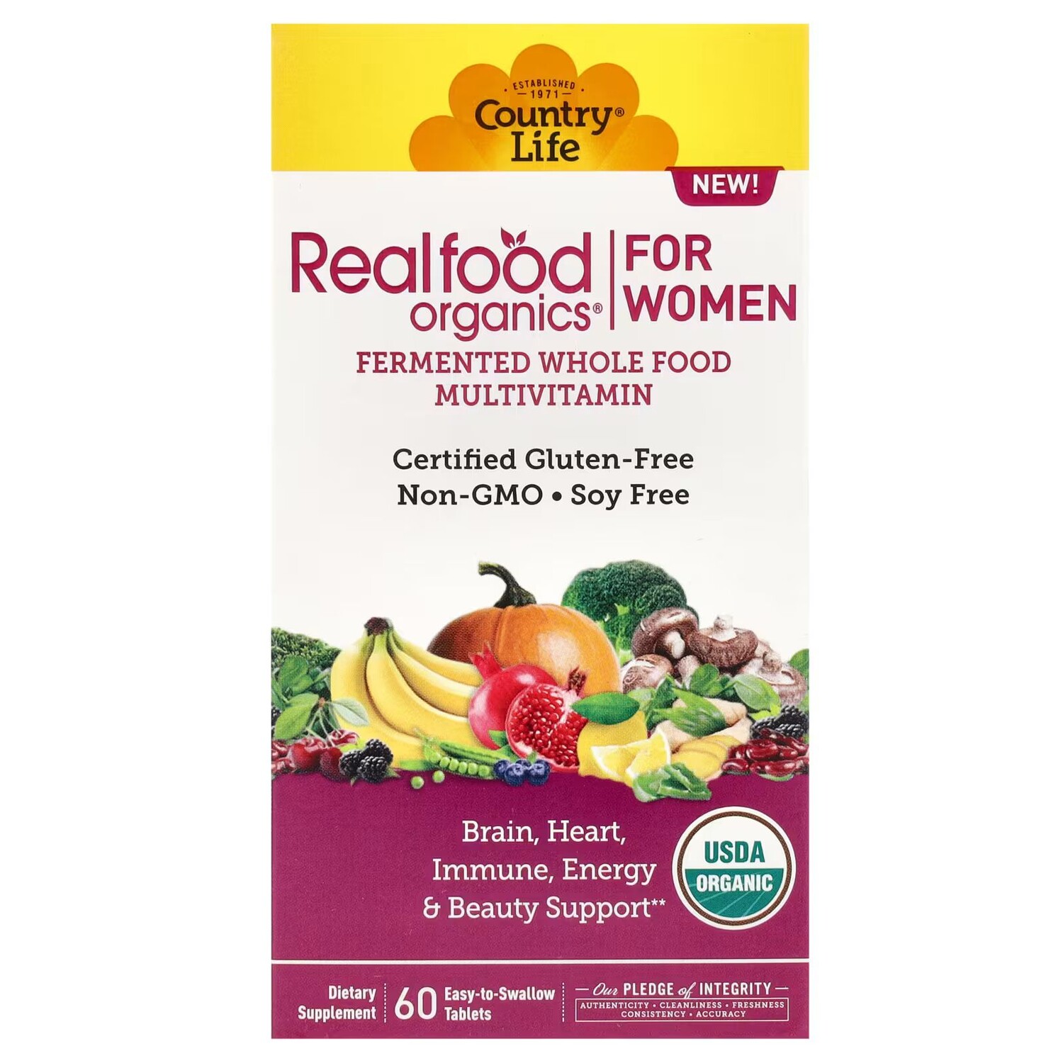 Realfood Organics, Мультивитамины для женщин, 60 таблеток, которые легко глотать Country Life
Realfood Organics, Мультивитамины для женщин, 60 таблеток, которые легко глотать Country Life