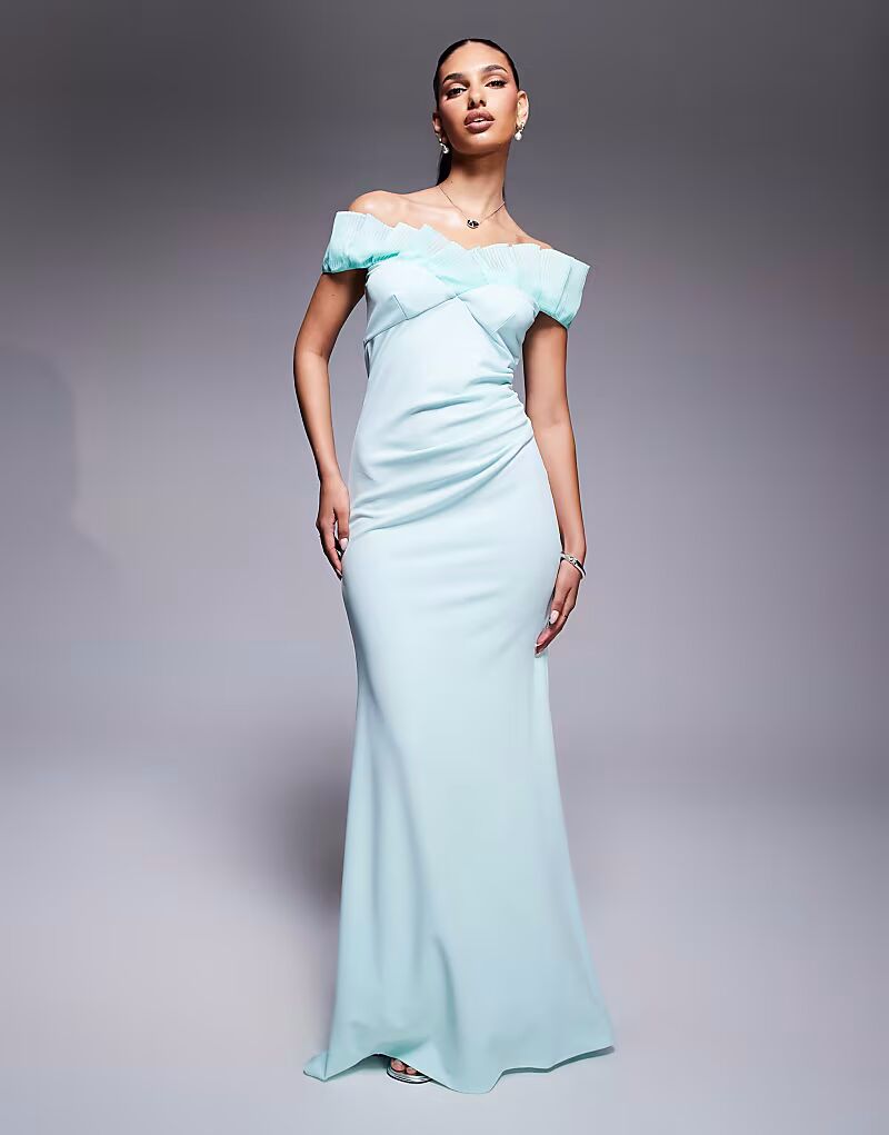 Платье макси Goddiva Fan с плиссировкой и вырезом-стойкой из крепа-скуба мятного цвета
Платье макси Goddiva Fan с плиссировкой и вырезом-стойкой из крепа-скуба мятного цвета