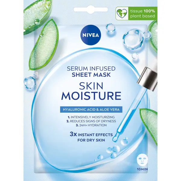 Тканевая маска с увлажняющей сывороткой для лица, 1 шт. Nivea Skin moisture
Тканевая маска с увлажняющей сывороткой для лица, 1 шт. Nivea Skin moisture