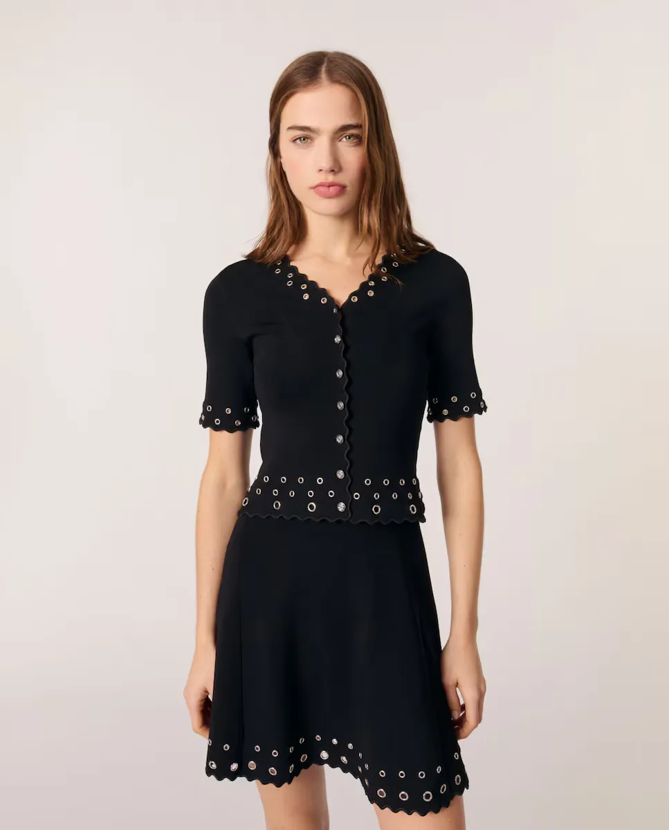 Короткий ажурный женский кардиган Maje, черный
Короткий ажурный женский кардиган Maje, черный