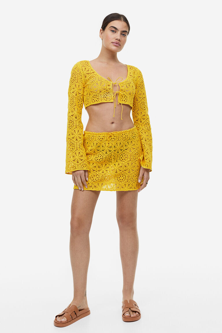 Пляжная юбка крючком H&M, желтый
Пляжная юбка крючком H&M, желтый