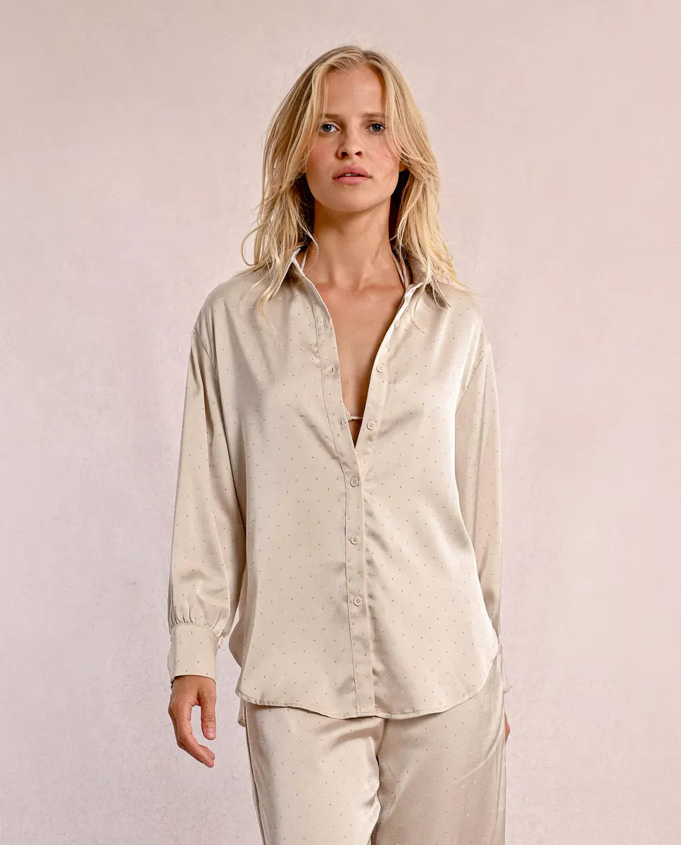 Женская рубашка с воротником-лацкан и пайетками Molly Bracken, бежевый
Женская рубашка с воротником-лацкан и пайетками Molly Bracken, бежевый