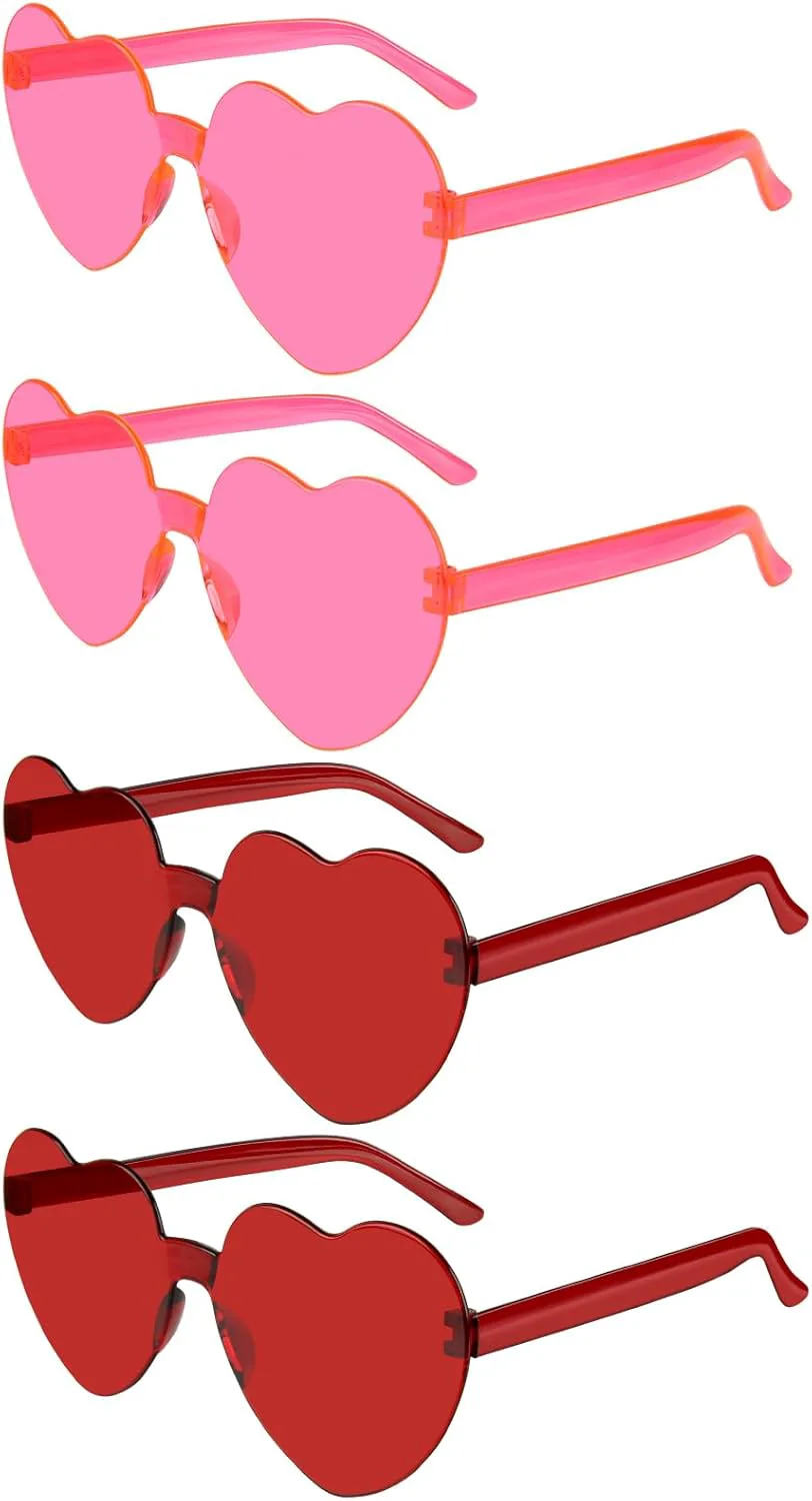 NACHLYNN 4 пары солнцезащитных очков в форме сердечек розово-красного и красного цвета для женщин - очки без оправы в форме сердечек для вечеринок, Red+rose Red
NACHLYNN 4 пары солнцезащитных очков в форме сердечек розово-красного и красного цвета для женщин - очки без оправы в форме сердечек для вечеринок, Red+rose Red