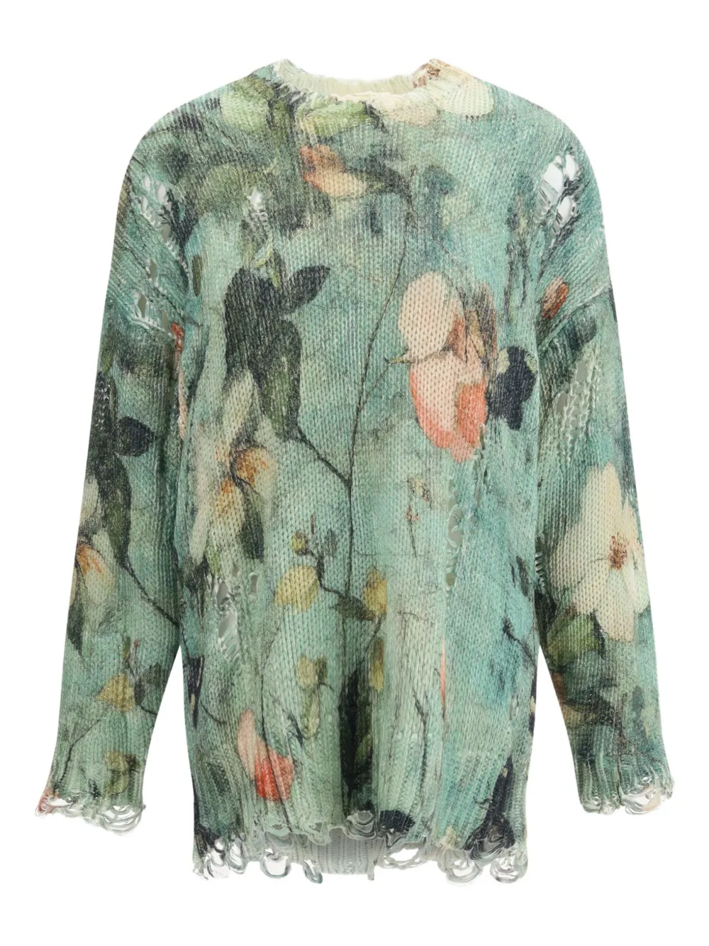 Состаренный свитер с цветочным принтом R13, зеленый
Состаренный свитер с цветочным принтом R13, зеленый
