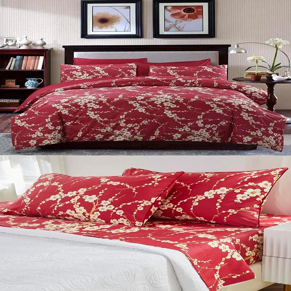 Brandream King Size Комплект пододеяльников в японском восточном стиле с вишневым цветочным принтом и красными цветками ветвей цветов с принтом в стиле шинуазри Комплект постельных принадлежностей наволочки 800TC Египетский
Brandream King Size Комплект пододеяльников в японском восточном стиле с вишневым цветочным принтом и красными цветками ветвей цветов с принтом в стиле шинуазри Комплект постельных принадлежностей наволочки 800TC Египетский