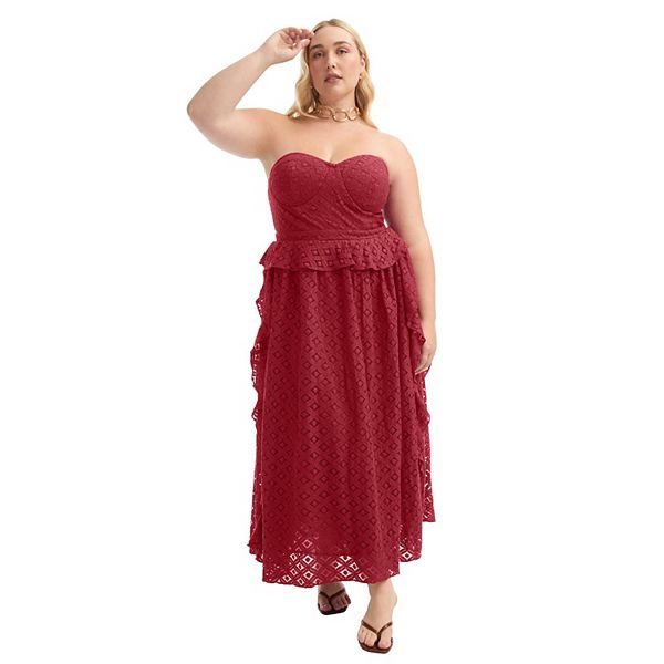 Женское платье миди с корсетом и рюшами plus size June & Vie
Женское платье миди с корсетом и рюшами plus size June & Vie