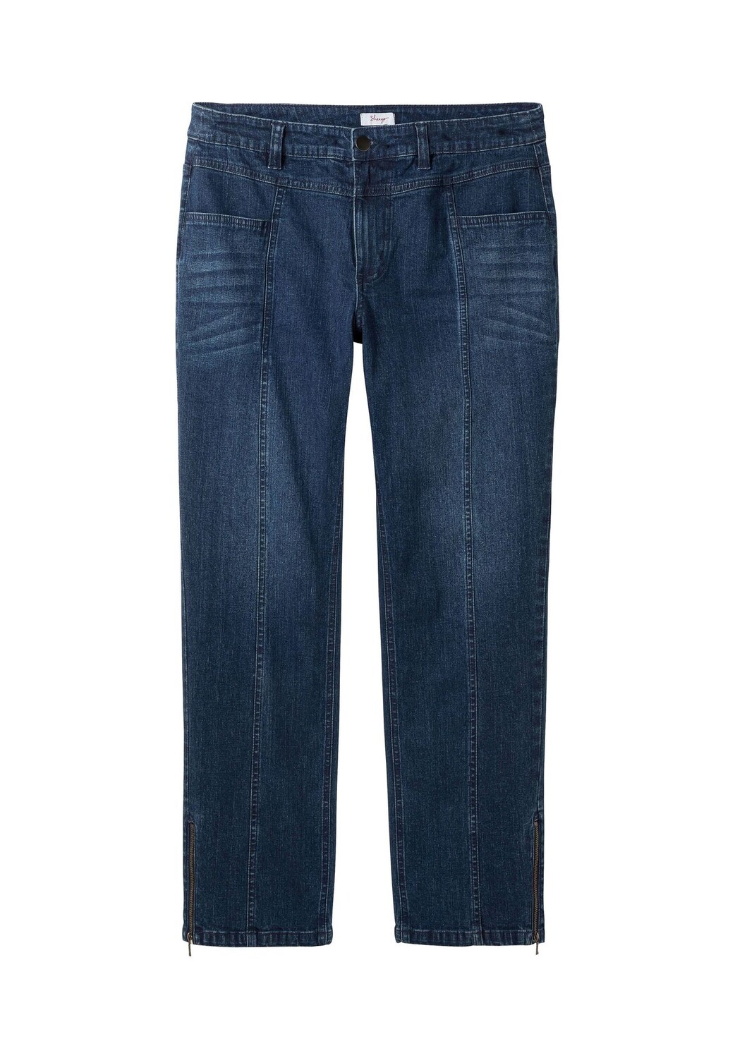 Джинсы с разделительным швом и молнией по подолу sheego, цвет Dark Blue Used Denim
Джинсы с разделительным швом и молнией по подолу sheego, цвет Dark Blue Used Denim