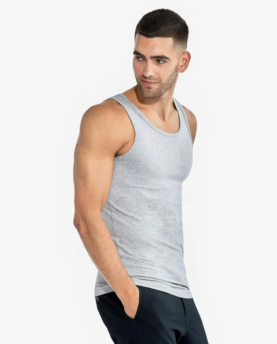 Комплект из двух мужских однотонных футболок без рукавов Bread & Boxers, серый