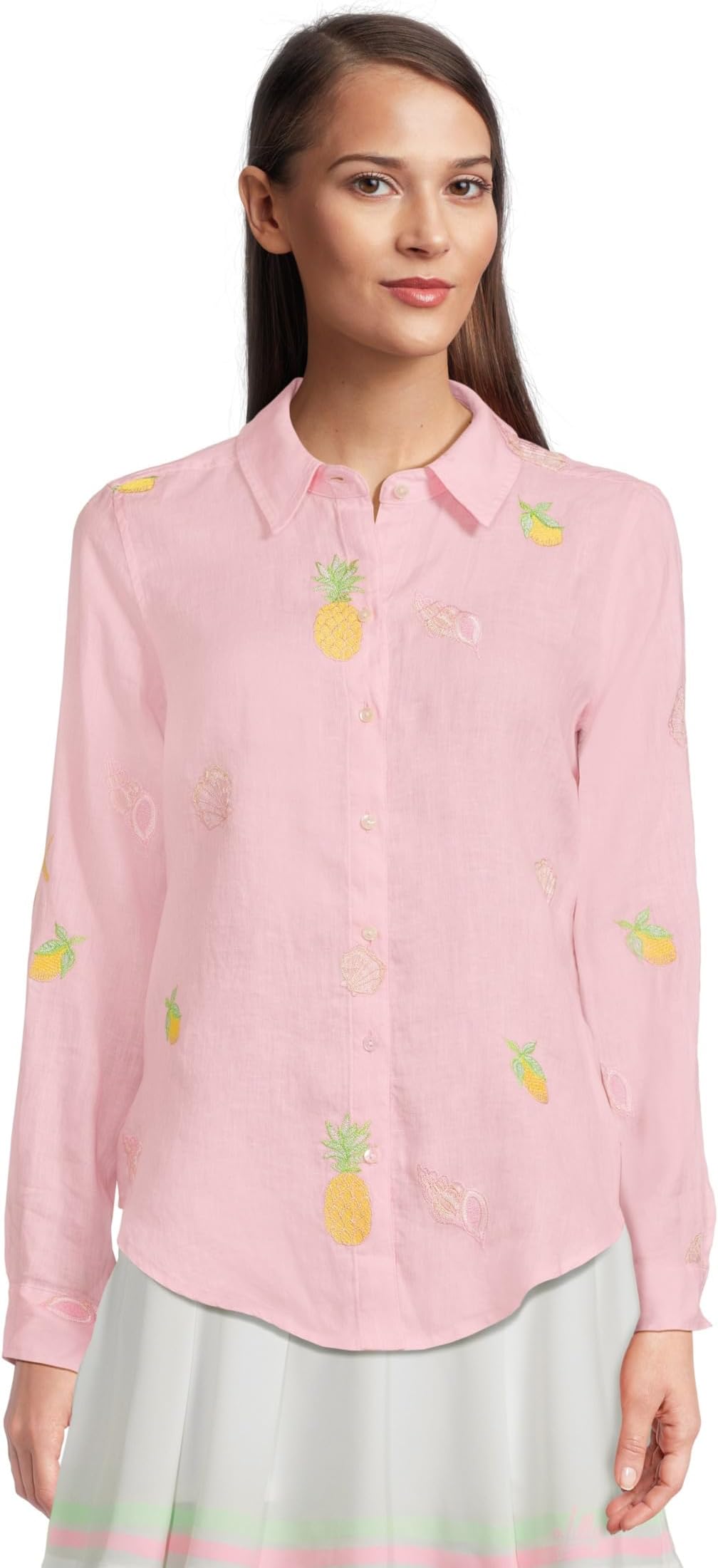 Женская рубашка на пуговицах с видом на море Lilly Pulitzer, Conch Shell Pink Happy Hour Embroidery
Женская рубашка на пуговицах с видом на море Lilly Pulitzer, Conch Shell Pink Happy Hour Embroidery