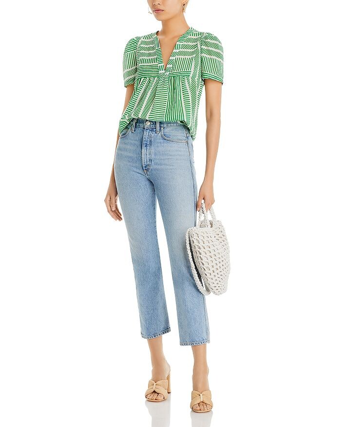 Топ AQUA с короткими рукавами и V-образным вырезом, зеленый
Топ AQUA с короткими рукавами и V-образным вырезом, зеленый