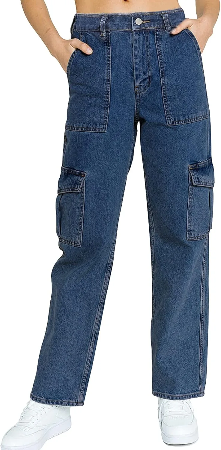 Женские джинсы-карго с эластичным поясом и прямыми штанинами ZENTHACE
Женские джинсы-карго с эластичным поясом и прямыми штанинами ZENTHACE