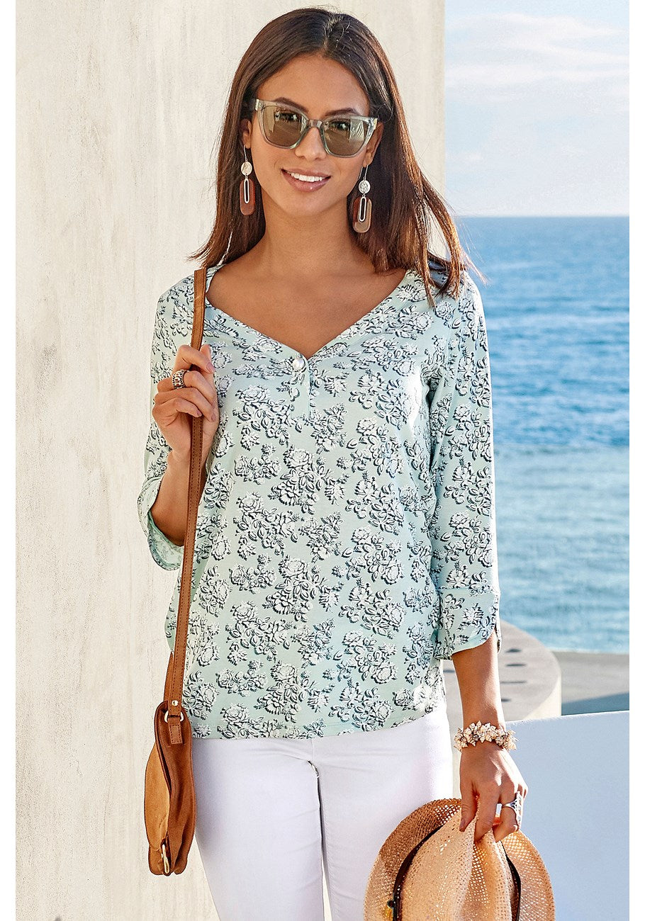 LASCANA Женские топы с рукавами 3/4 и V-образным вырезом, комплект из 2 шт, мятный/серый
LASCANA Женские топы с рукавами 3/4 и V-образным вырезом, комплект из 2 шт, мятный/серый