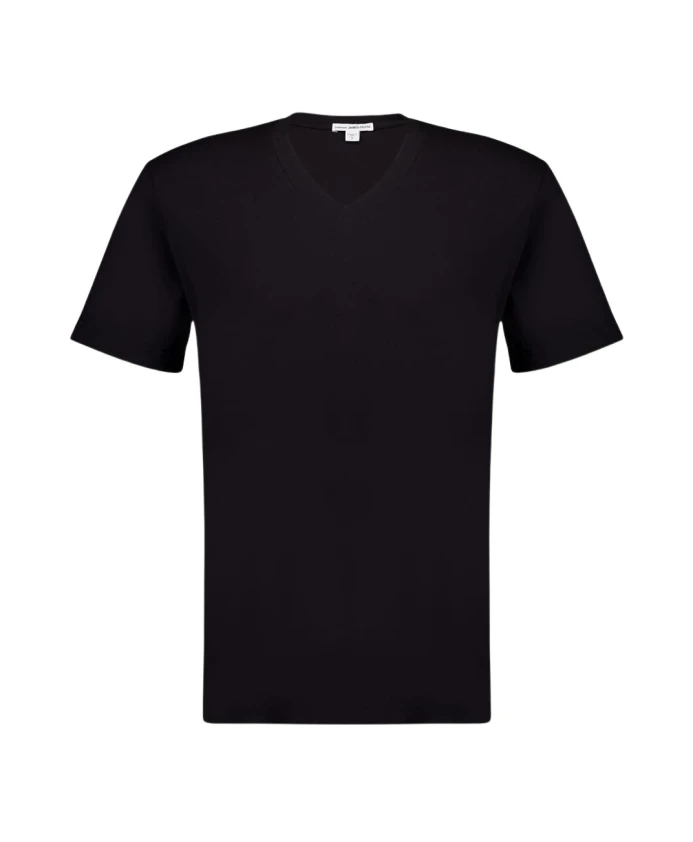 Черная хлопковая футболка с V-образным вырезом James Perse, черный
Черная хлопковая футболка с V-образным вырезом James Perse, черный