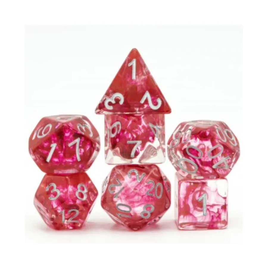Набор Poly — «Кровавый в воде» с серебром (7), Dice Sets - Resin/Acrylic - Red, Orange, Yellow, & Pink (Foam Brain Games)
Набор Poly — «Кровавый в воде» с серебром (7), Dice Sets - Resin/Acrylic - Red, Orange, Yellow, & Pink (Foam Brain Games)