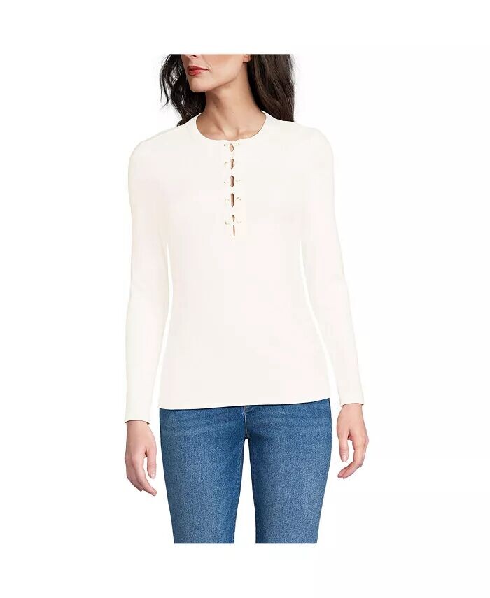 Женский топ-хенли с завязками из полированного рубчика Lands' End, слоновая кость/кремовый
Женский топ-хенли с завязками из полированного рубчика Lands' End, слоновая кость/кремовый