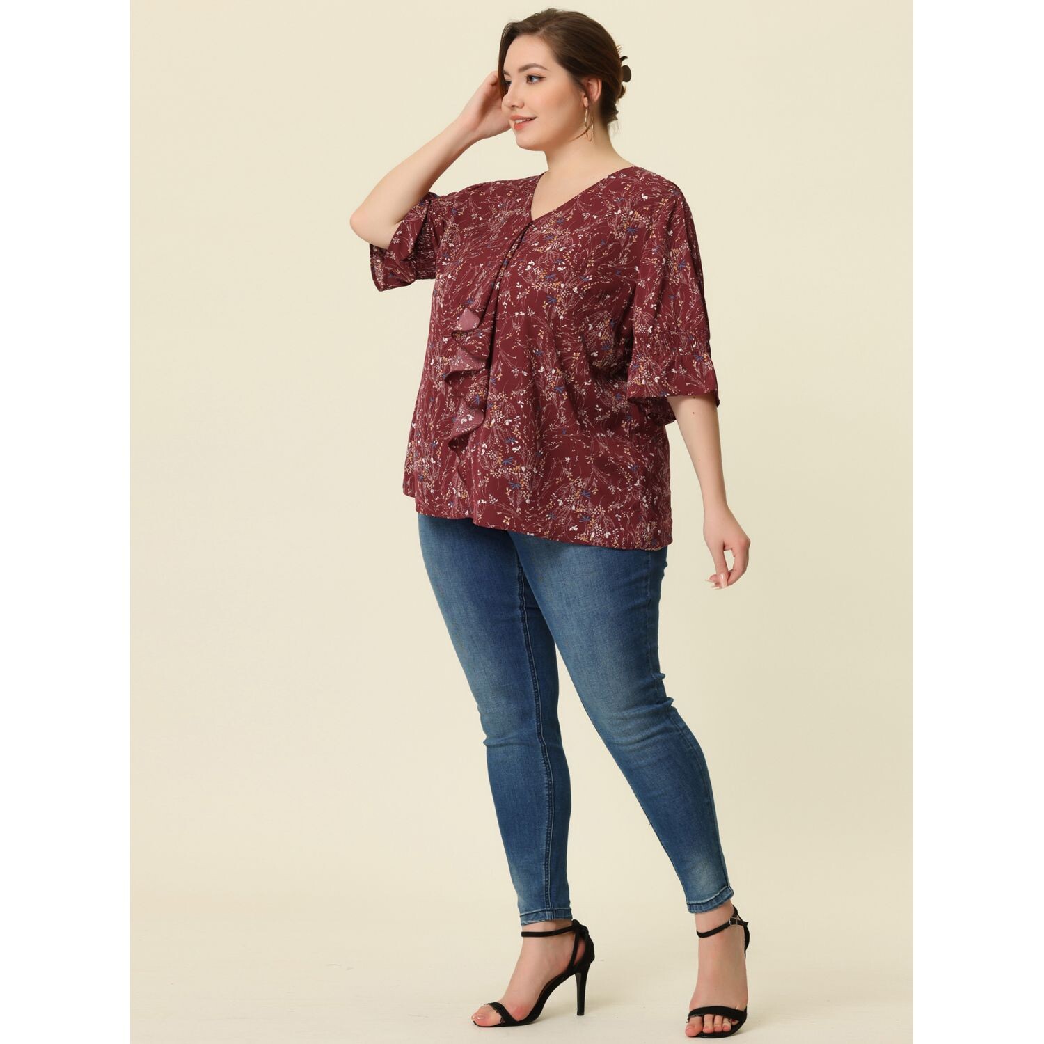 Женская однотонная блузка больших размеров с V-образным вырезом и рюшами и присборенными рукавами Agnes Orinda, белый
Женская однотонная блузка больших размеров с V-образным вырезом и рюшами и присборенными рукавами Agnes Orinda, белый