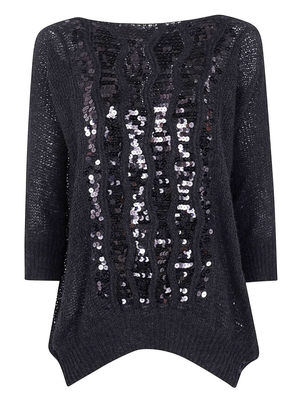 Шерстяной свитер, украшенный пайетками Aviù, черный
Шерстяной свитер, украшенный пайетками Aviù, черный