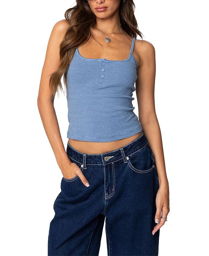 Полосатая майка Henley Edikted, синий
Полосатая майка Henley Edikted, синий