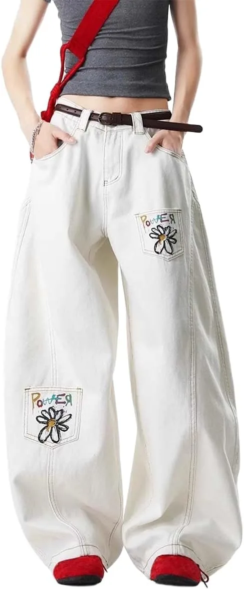 Женские джинсы Y2K с широкими штанинами, ретро вышивка ромашками и графикой для стритвира MLAFE
Женские джинсы Y2K с широкими штанинами, ретро вышивка ромашками и графикой для стритвира MLAFE