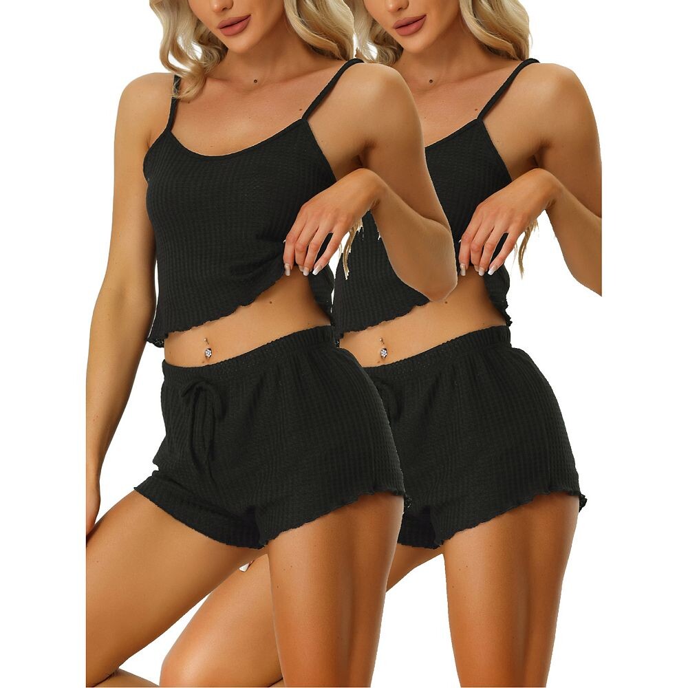 Женская пижама без рукавов, укороченная майка, шорты, комплект для отдыха Cheibear, черный
Женская пижама без рукавов, укороченная майка, шорты, комплект для отдыха Cheibear, черный