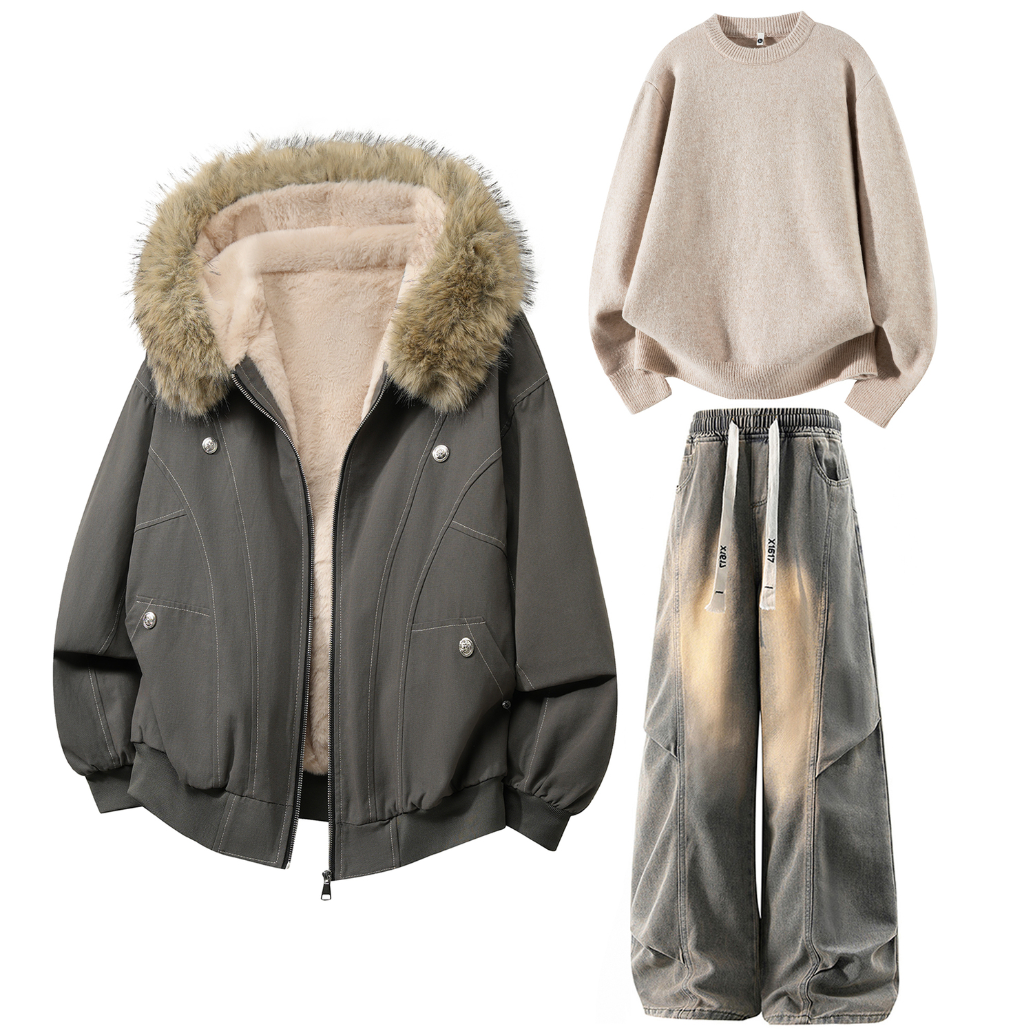 Повседневный спортивный свитшот унисекс с круглым вырезом утепленный X1617, темно-серый puffer jacket+экрю base layer+желтый mud fleece-lined pants
Повседневный спортивный свитшот унисекс с круглым вырезом утепленный X1617, темно-серый puffer jacket+экрю base layer+желтый mud fleece-lined pants