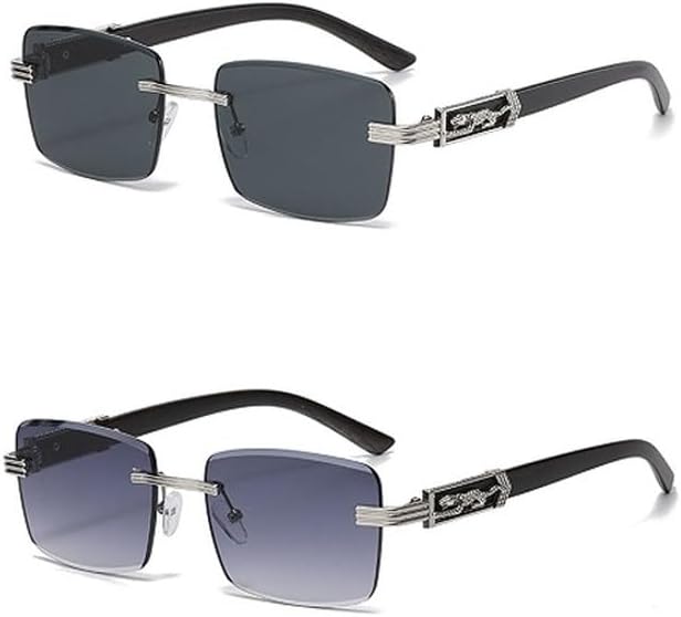 Декоративные солнцезащитные очки с имитацией древесной текстуры и рисунком гепарда, красочные ретро-очки без оправы квадратной формы с металлическим каркасом и изображением головы леопарда GHVWYX, 2pcs Black Grey
Декоративные солнцезащитные очки с имитацией древесной текстуры и рисунком гепарда, красочные ретро-очки без оправы квадратной формы с металлическим каркасом и изображением головы леопарда GHVWYX, 2pcs Black Grey