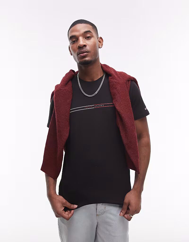 Футболка Tommy Jeans с линейным рисунком черного цвета
Футболка Tommy Jeans с линейным рисунком черного цвета