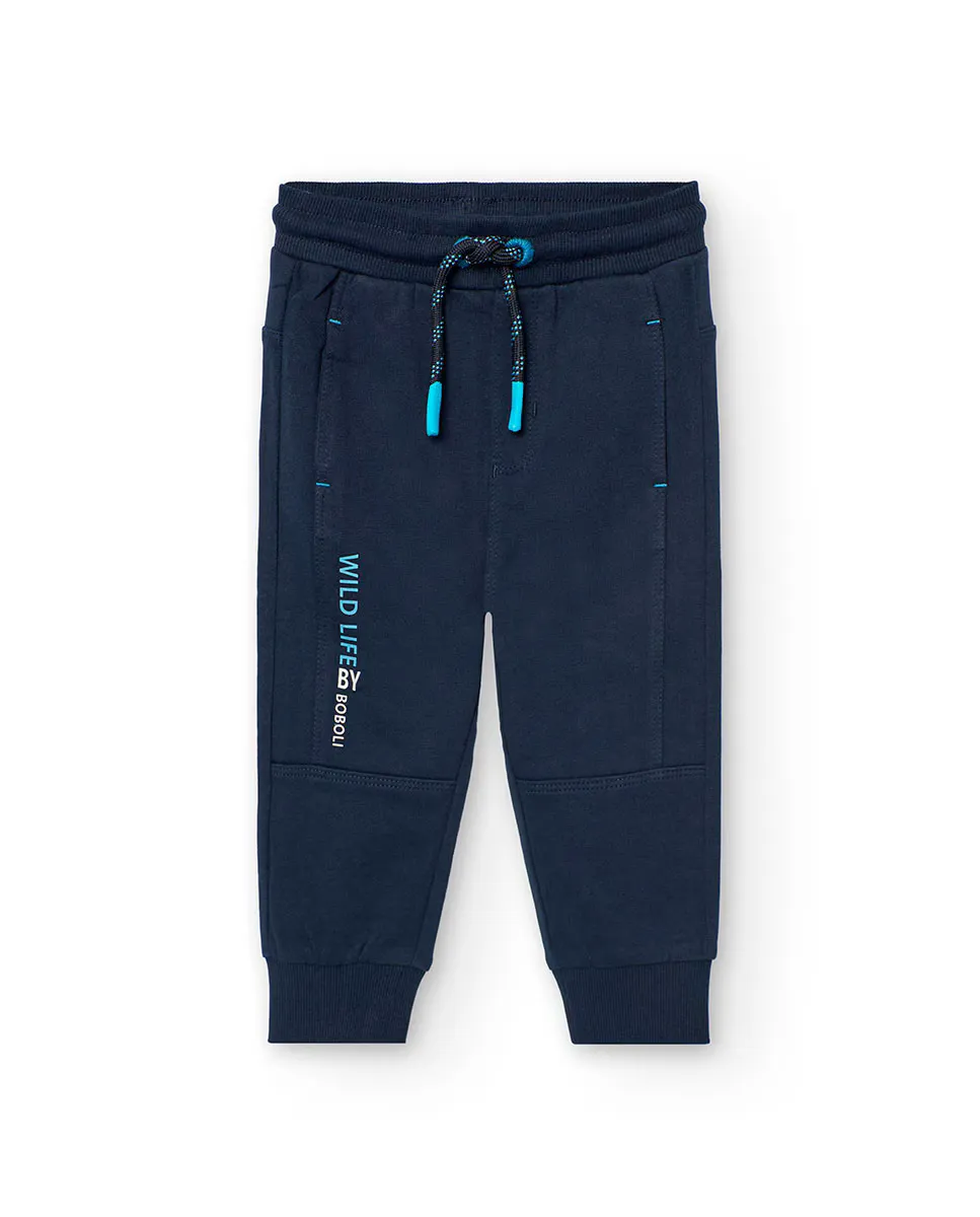 Спортивные брюки для мальчика 100% хлопок со шнурком Boboli, тёмно-синий 
Спортивные брюки для мальчика 100% хлопок со шнурком Boboli, тёмно-синий