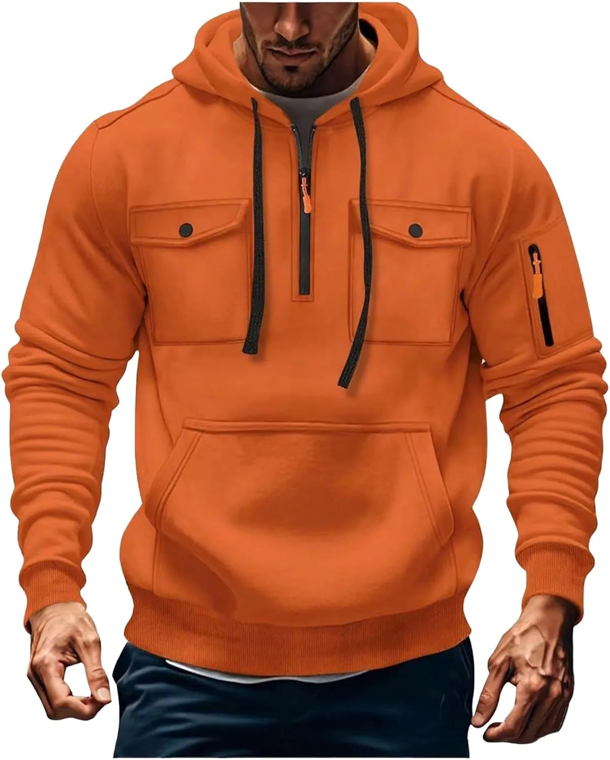 Мужской тактический карго худи с капюшоном и карманами
Мужской тактический карго худи с капюшоном и карманами