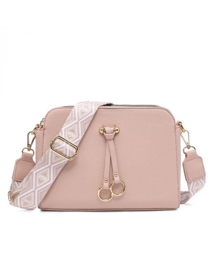 Сумка через плечо из парусины с тремя секциями на молнии JFY, розовый
Сумка через плечо из парусины с тремя секциями на молнии JFY, розовый