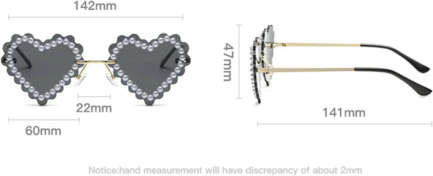 Солнцезащитные очки Willochra в форме сердца без оправы, стильные, с жемчужными стразами, для женщин и девушек, для дней рождения и вечеринок, 2pcs-black&brwon
Солнцезащитные очки Willochra в форме сердца без оправы, стильные, с жемчужными стразами, для женщин и девушек, для дней рождения и вечеринок, 2pcs-black&brwon
