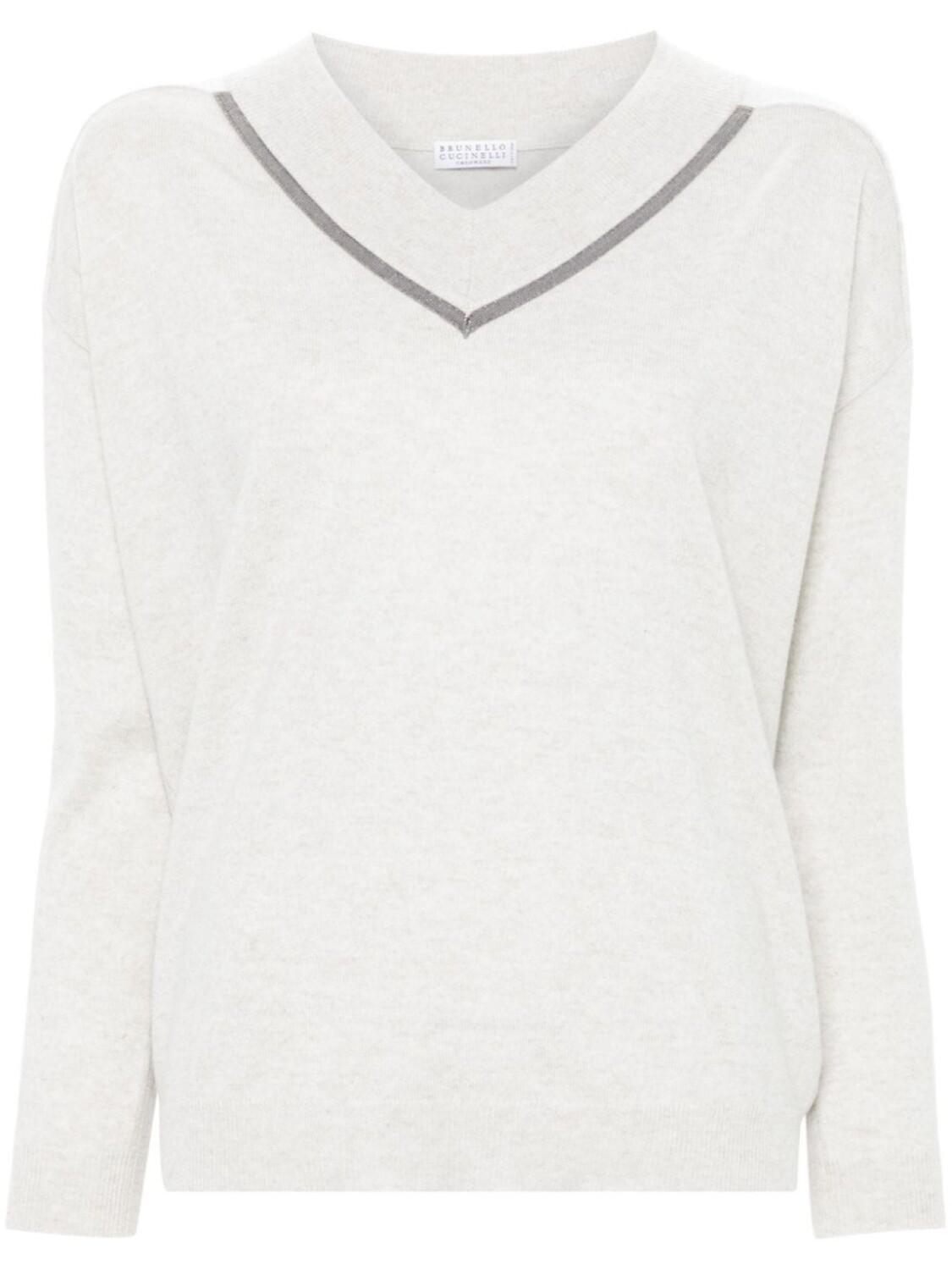 Brunello Cucinelli джемпер с V-образным вырезом и декором Monili, нейтральный цвет
Brunello Cucinelli джемпер с V-образным вырезом и декором Monili, нейтральный цвет