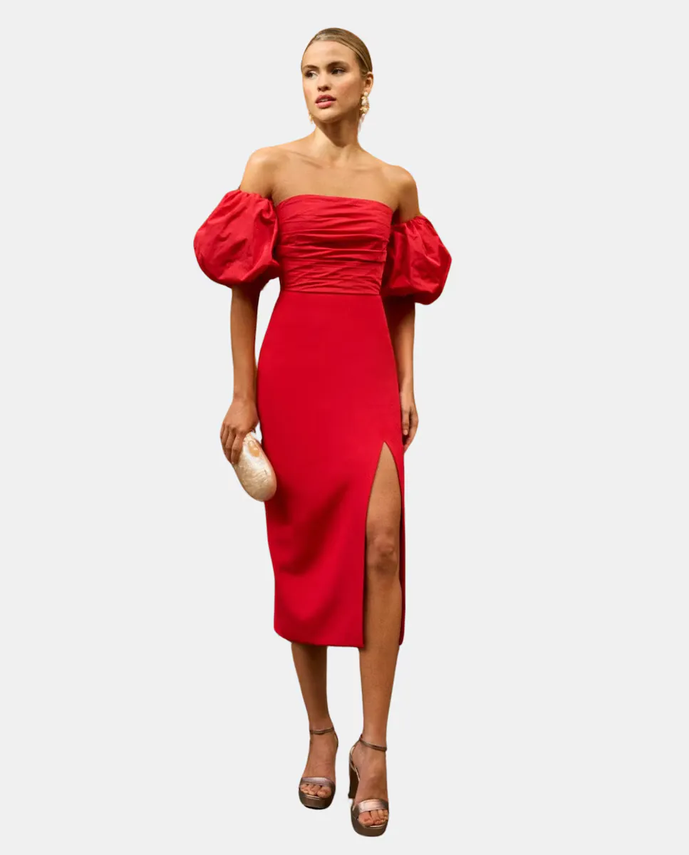 Миди-платье со съемными буффированными рукавами MIPHAI, красный
Миди-платье со съемными буффированными рукавами MIPHAI, красный