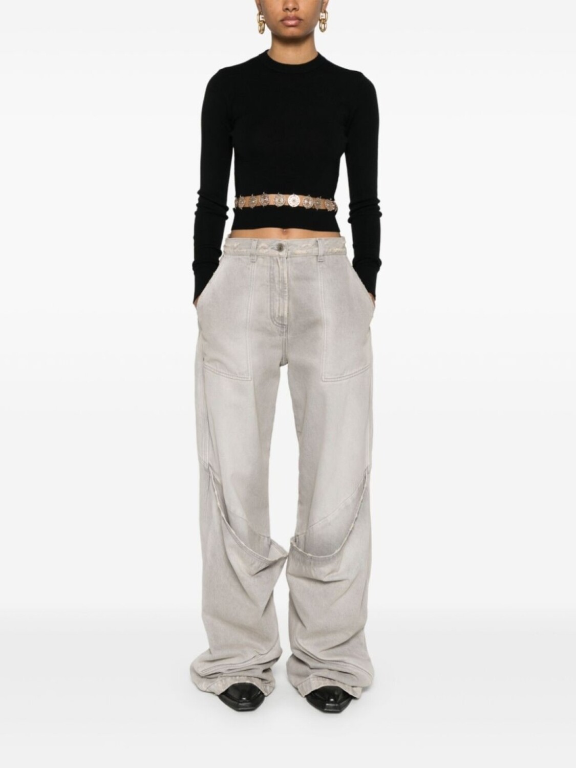 Rabanne топ в рубчик с заклепками, черный
Rabanne топ в рубчик с заклепками, черный