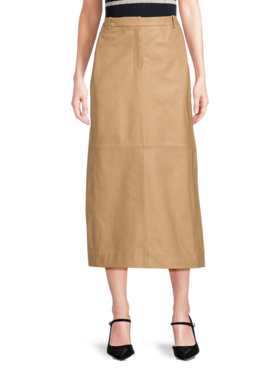 Кожаная юбка миди с высокой талией Theory, цвет New Camel
Кожаная юбка миди с высокой талией Theory, цвет New Camel