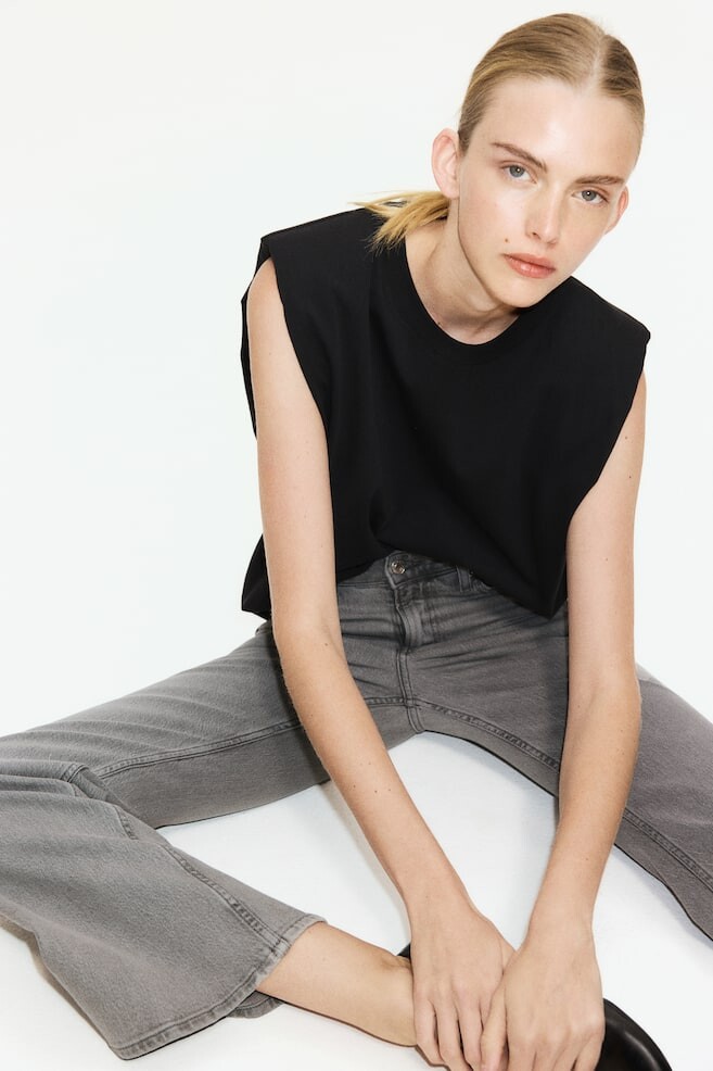 Расклешенные высокие джинсы H&M, серый 
Расклешенные высокие джинсы H&M, серый