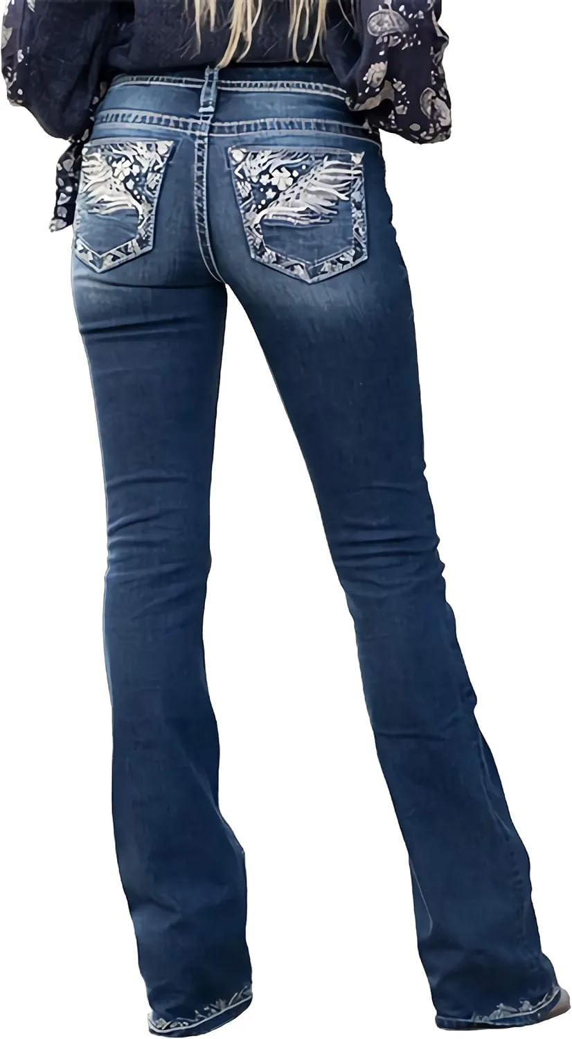 Женские джинсы QJBMEI с вышивкой перьями и цветами, Mid Rise, Stretchy, Bootcut
Женские джинсы QJBMEI с вышивкой перьями и цветами, Mid Rise, Stretchy, Bootcut