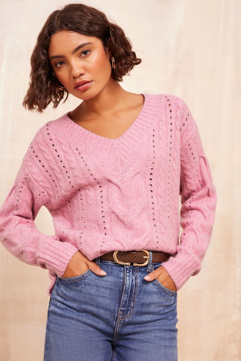 Джемпер с ажурной вязкой Friends Like These, розовый
Джемпер с ажурной вязкой Friends Like These, розовый