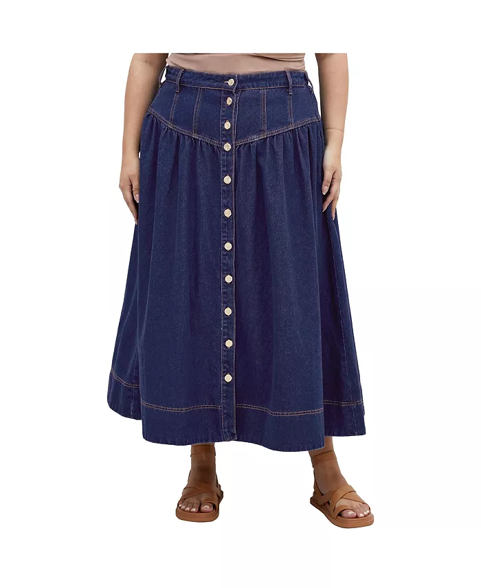 Юбка Ari Denim Plus Size CITY CHIC, синий 
Юбка Ari Denim Plus Size CITY CHIC, синий