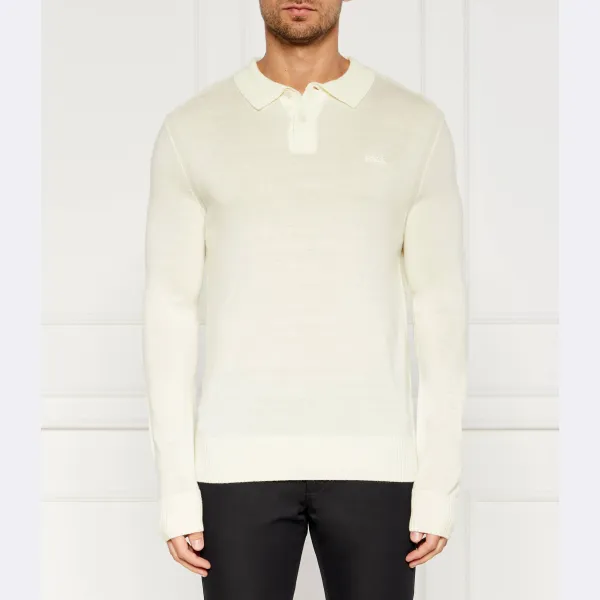 Шерстяная рубашка-поло приталенного кроя AVAC Boss, экрю
Шерстяная рубашка-поло приталенного кроя AVAC Boss, экрю