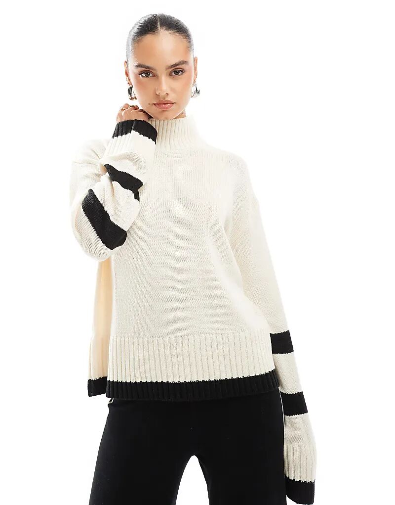 Brave Soul – Вязаный свитер с высоким воротом кремово-белого цвета с полосатыми деталями
Brave Soul – Вязаный свитер с высоким воротом кремово-белого цвета с полосатыми деталями