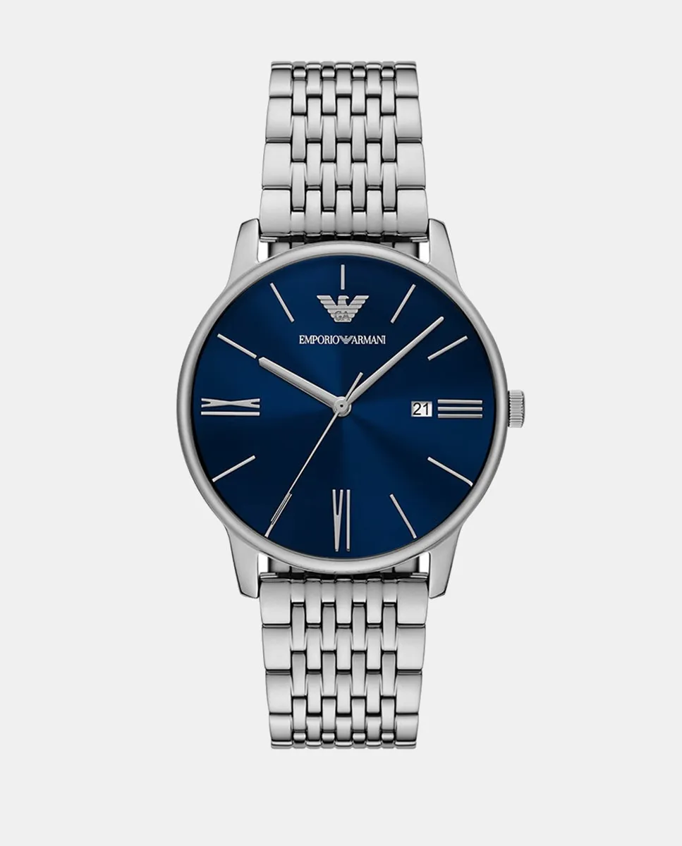 AR11674 Мужские часы из нержавеющей стали с тремя стрелками и датой Emporio Armani, серебряный 
AR11674 Мужские часы из нержавеющей стали с тремя стрелками и датой Emporio Armani, серебряный
